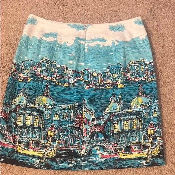 Talbots Cream and Blue Mini Pencil Skirt - Picture 4 of 4